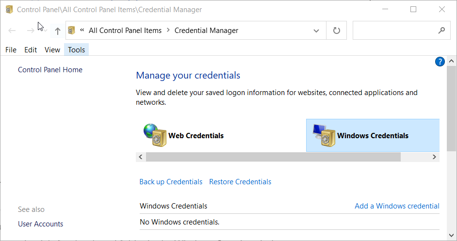 Credential Manager получает доступ к общей папке с разными учетными данными