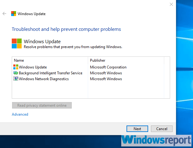 Chyba nástroje pro odstraňování problémů s aktualizací systému Windows 10 0x803c0103