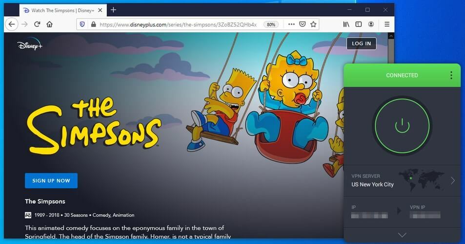 użyj PIA, aby oglądać Simpsonów w Disney Plus