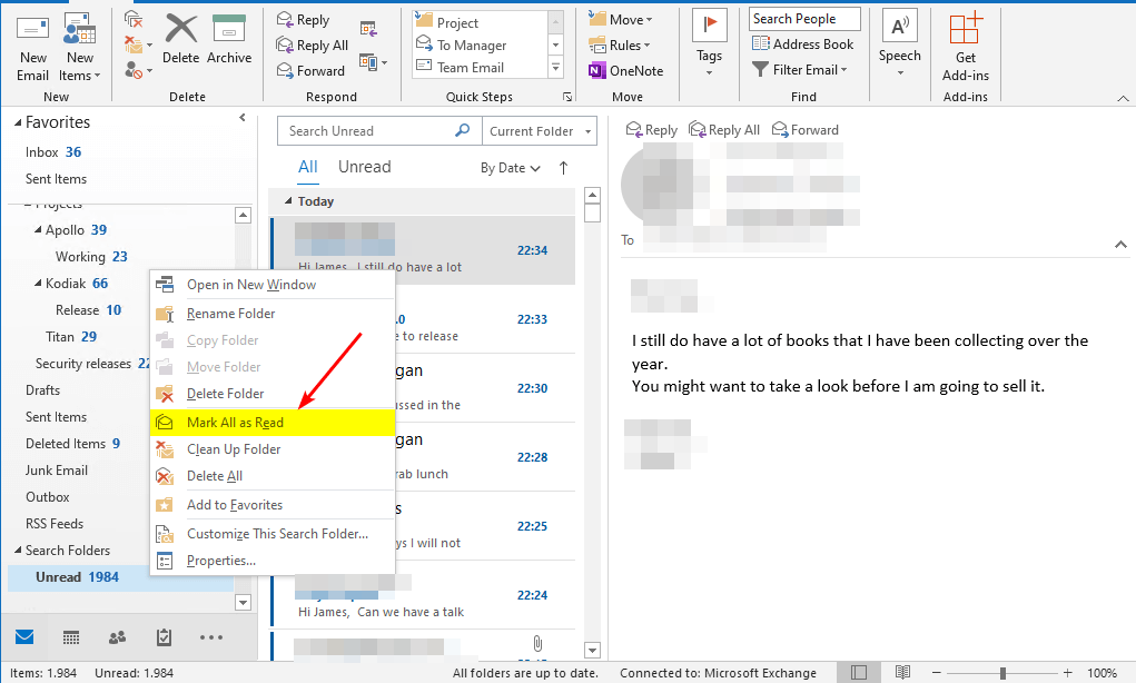 Πώς να επισημάνετε όλα τα μηνύματα ηλεκτρονικού ταχυδρομείου ως αναγνωσμένα στο Outlook: 3 εύκολες μέθοδοι