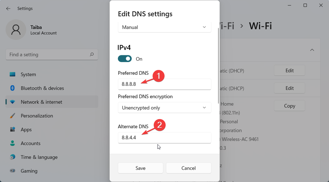Schimbați setările DNS pe Windows 11