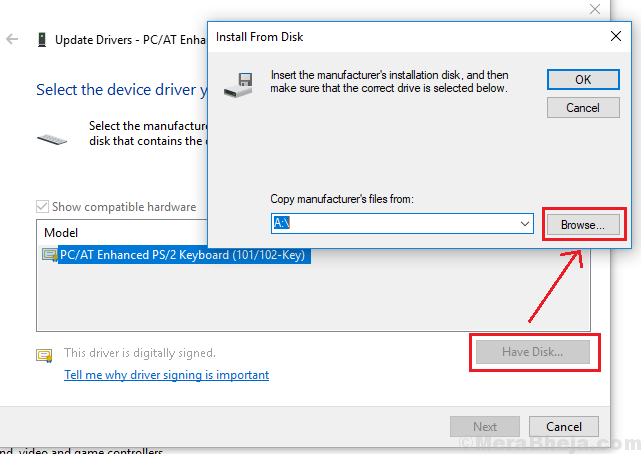 選択した修正INFファイルは、Windows10でのこのインストール方法をサポートしていません
