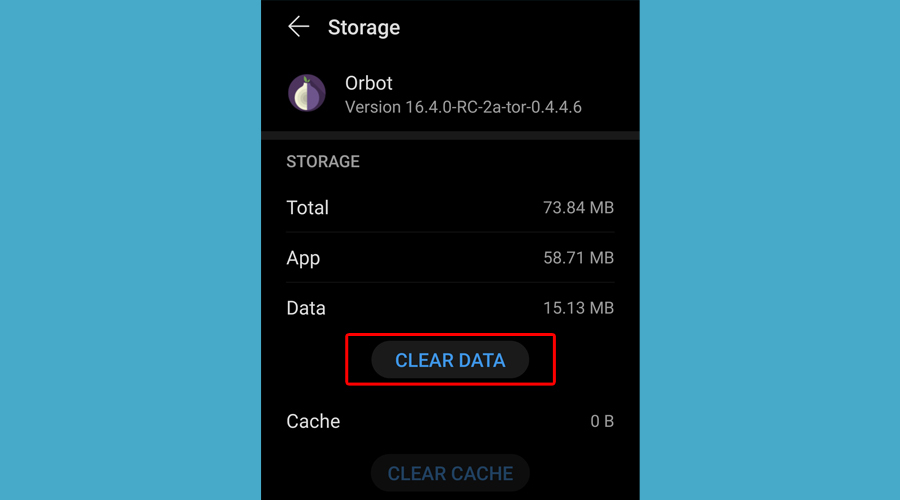 Android net veri Orbot gösteriyor