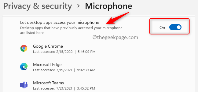 Confidențialitate Securitate Microfon Activare Comutare Aplicații desktop Acces camera min