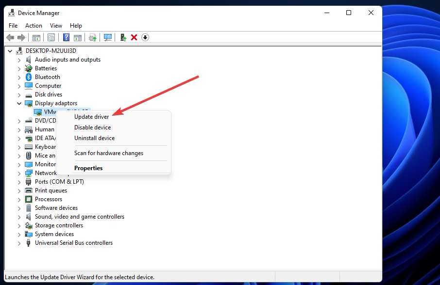 Posodobite možnost gonilnika za zatemnitev zaslona Windows 11