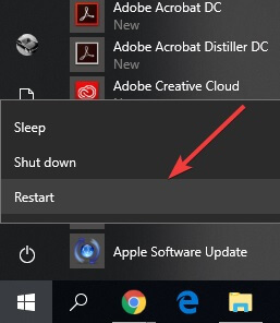 A Windows újraindítása gomb - az Adobe scanner nem támogatja az előre beállított beállításokat