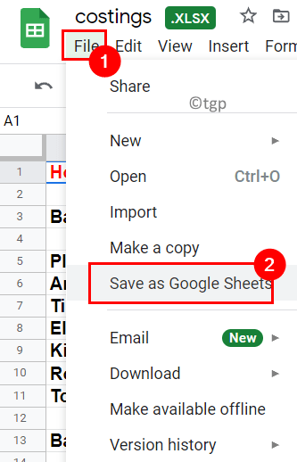 Kør Gem Excel som Google-ark Min
