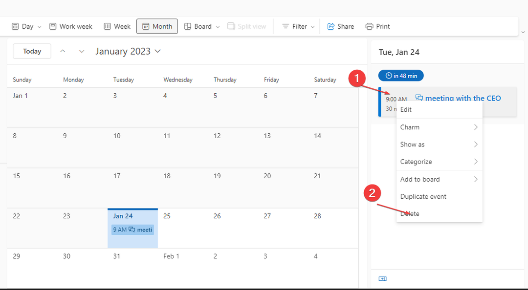 Kalenteritapahtumia ei voi poistaa Outlookissa: kuinka korjata se