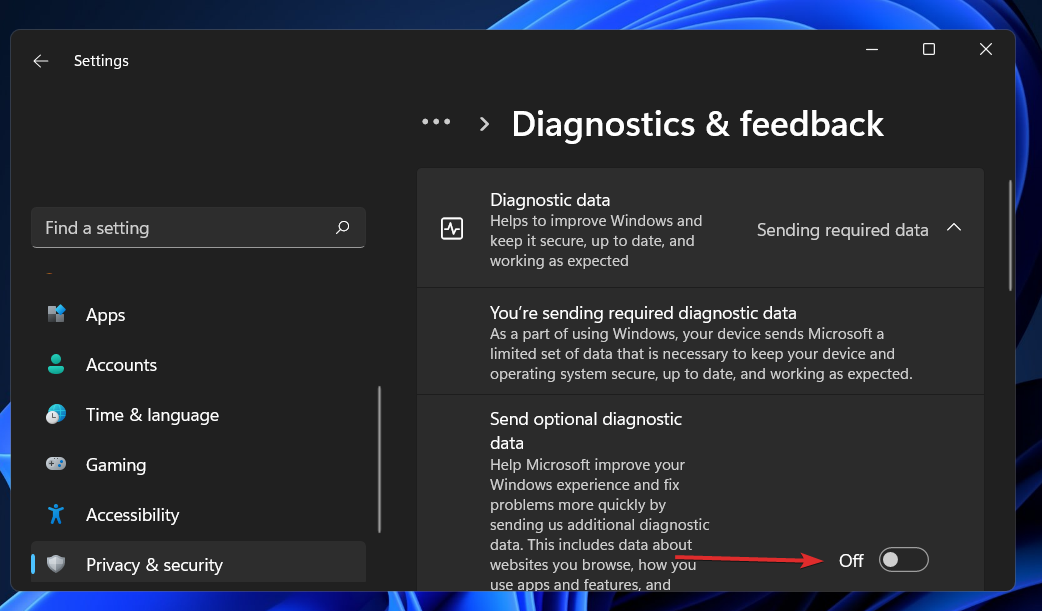 optionnel-diagnostic-off désactiver la télémétrie Windows 11