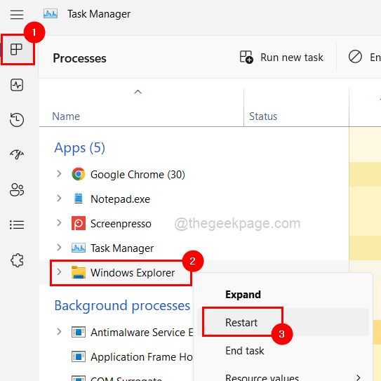 Starten Sie den Windows Explorer Task-Manager 11zon neu