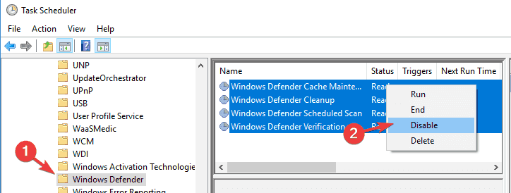 Antimalware სამსახურის შესრულებადი გამორთვა Windows 10