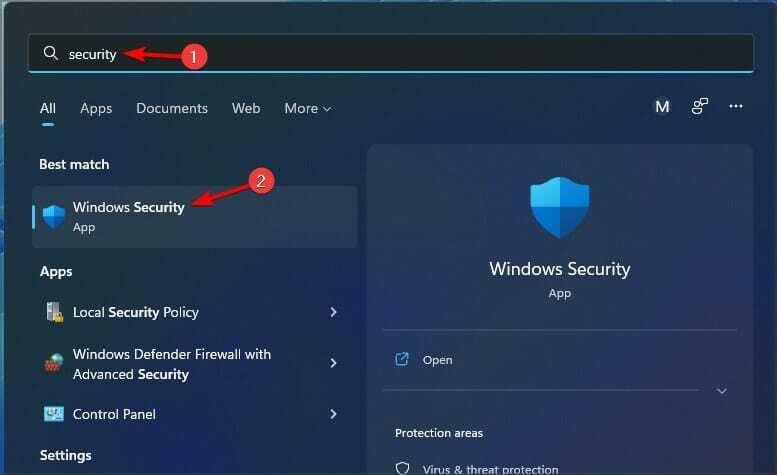 Sauvegarde de la sécurité dans Windows 11