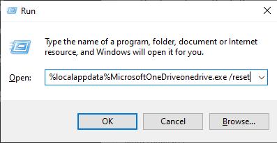 Діалогове вікно запуску - помилка OneDrive при вимкненні