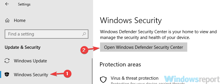 Odprto okno Defender IT skrbnik ima omejen dostop