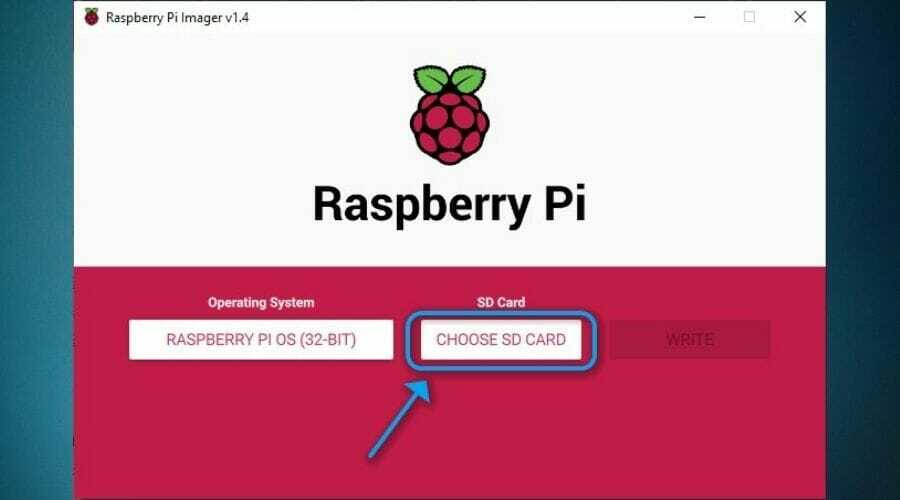 Válassza a Raspberry Pi SD-kártyát