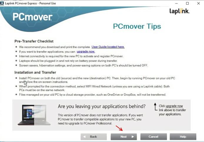 Använd PCMover express för att överföra filer i Windows 10