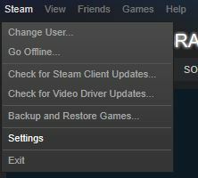 steam-settings Steam mora biti v spletu za posodobitev