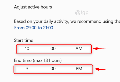 Start- und Endzeit für aktive Stunden einstellen Win11