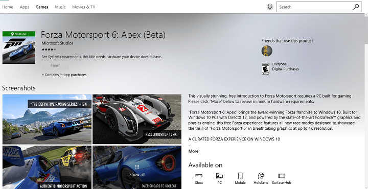 Windows 10 trgovina obletnica posodobitev opis igre