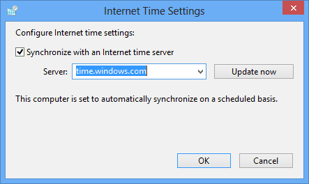 Ceasul computerului rămâne în urmă cu data și ora setărilor orei internetului