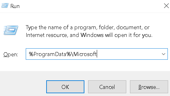 Kør programdata Microsoft Min