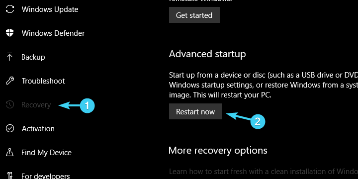 speciális indító Windows 10