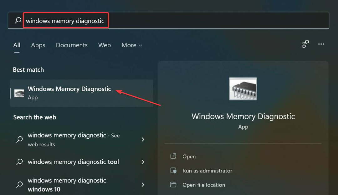 Windows 메모리 진단을 실행하여 잘못된 시스템 구성 정보 창 11 수정