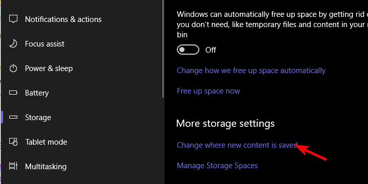 L'application de la caméra Windows 10 change l'emplacement de sauvegarde