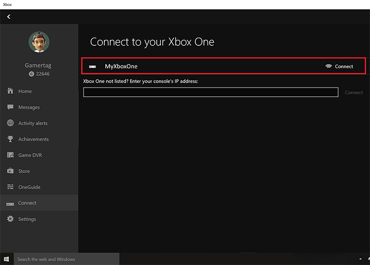 „connect-xbox-one-app“