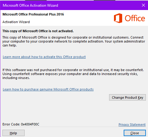 kā apturēt Microsoft Office aktivizācijas vedņa parādīšanos