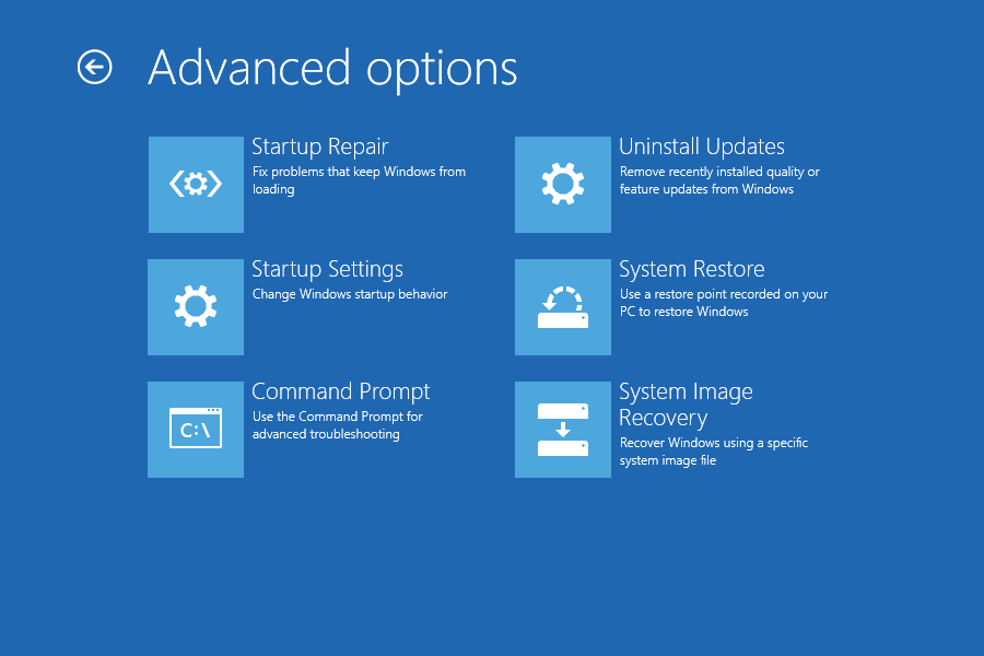 Wiederherstellungsmodus operatsioonisüsteemis Windows 10
