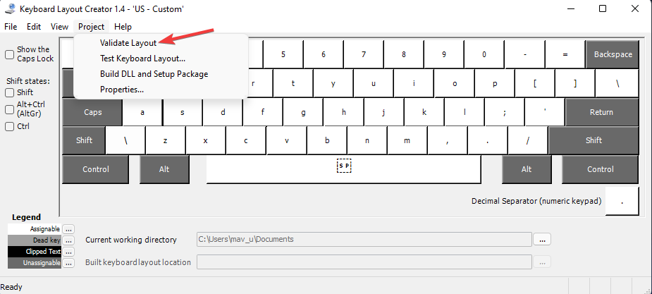 Ověřte možnosti rozložení okna rozložení klávesnice 11