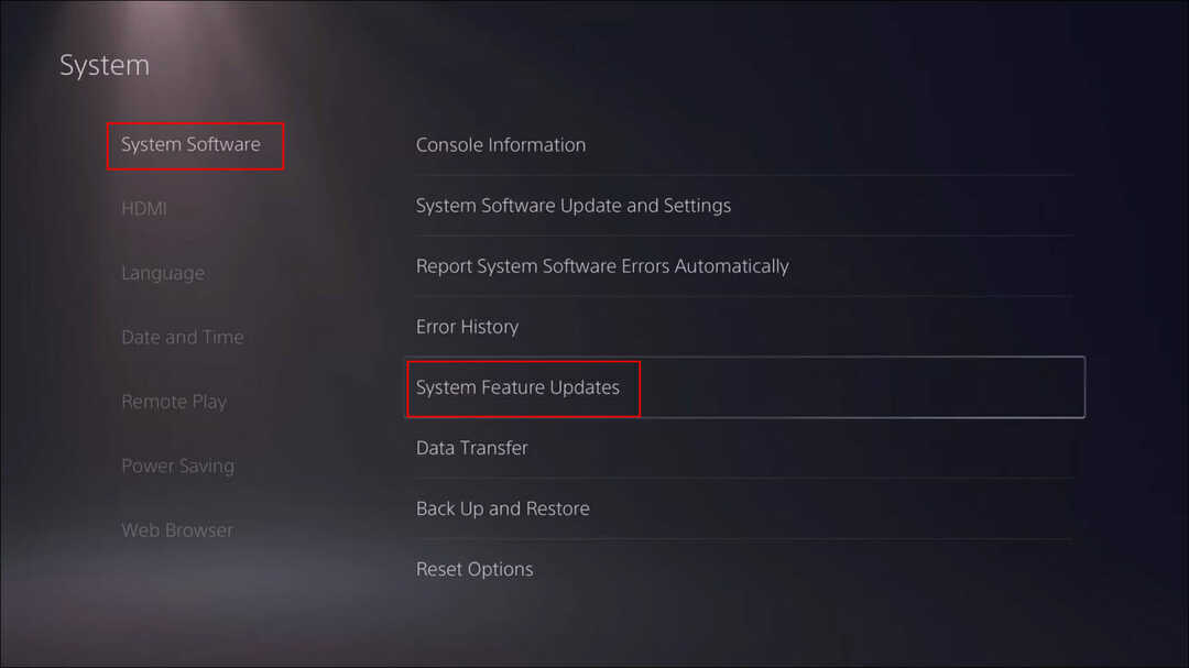 Aktualizace softwaru PS5