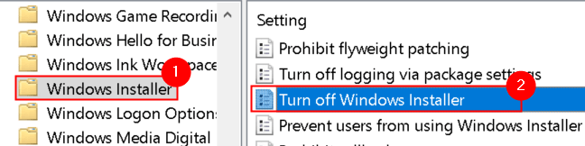 Windows Installer Lülita Windows Installeri min