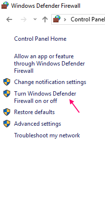 Wyłącz Zaporę systemu Windows