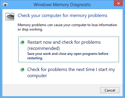 Windows 8.1BSODメモリ診断ユーティリティRAMチェック