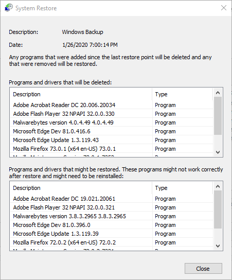 Skenování ovlivněného okna programu Chyba aktualizace Windows 0x8024000b v systému Windows 10