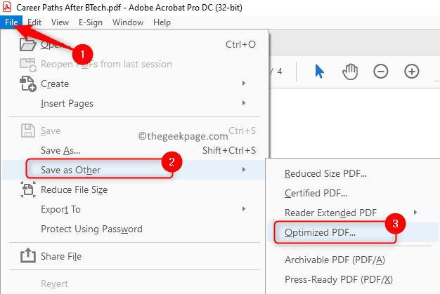 „Adobe“ failas Išsaugoti kaip kitą Optimizuotas Pdf Min