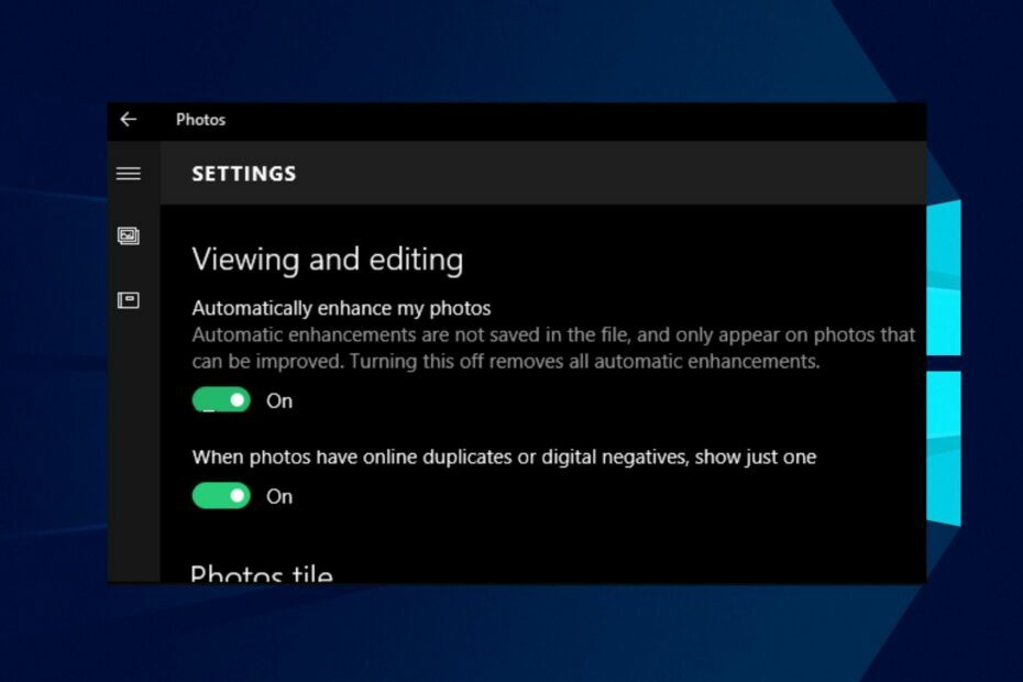 Отсутствует автоматическое улучшение фотографий в Windows 10