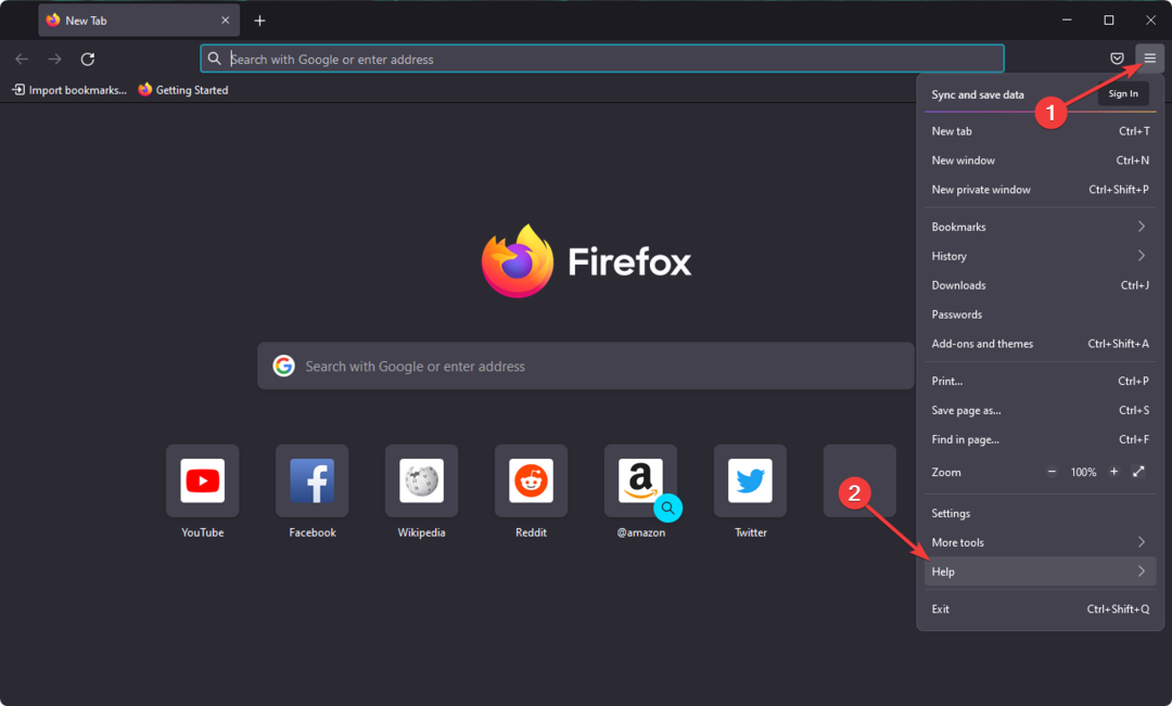 naar de hulp van Firefox