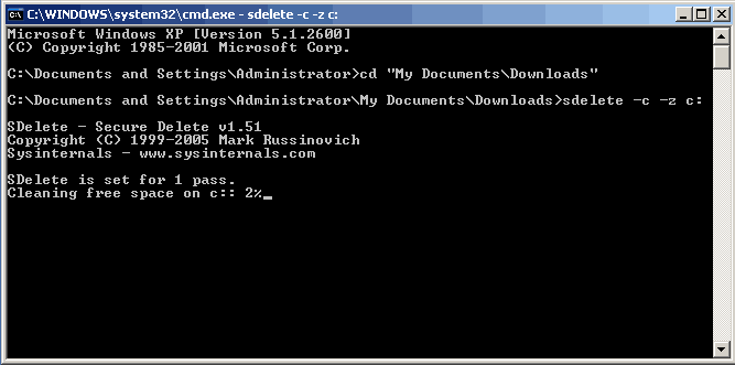 SDeleteはWindows8、10でファイルを完全に削除します