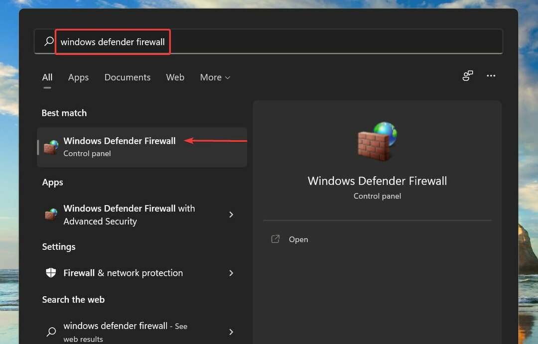Lancez le pare-feu Windows Defender pour réparer la plate-forme de filtrage Windows qui a bloqué une connexion