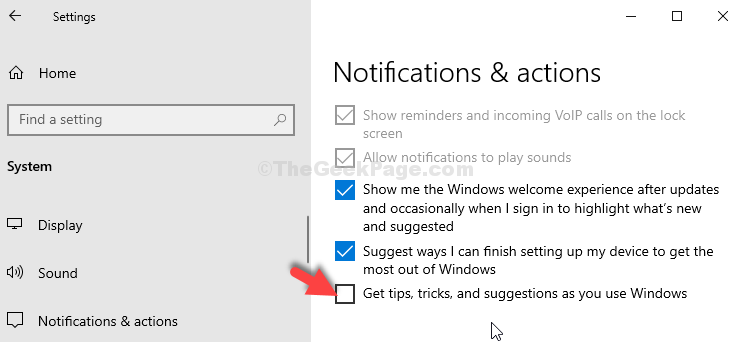 Отримуйте поради, підказки та пропозиції під час використання Windows, зніміть прапорець