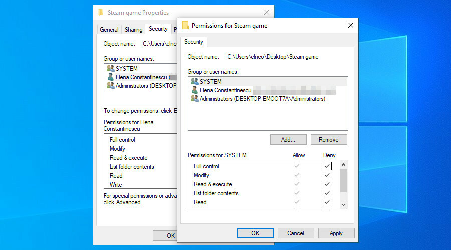 διαχείριση δικαιωμάτων φακέλου ασφαλείας στα Windows 10