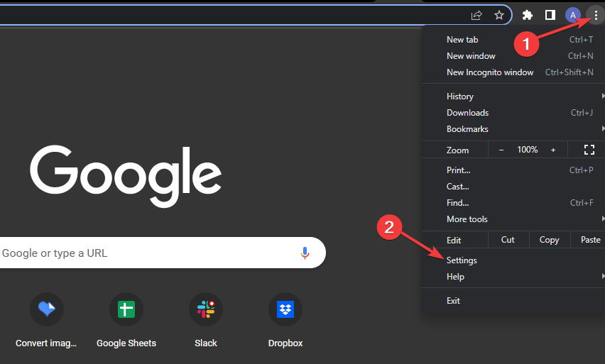 Impostazioni del browser Chrome