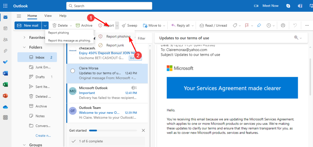 Cómo denunciar correos electrónicos de phishing en Outlook