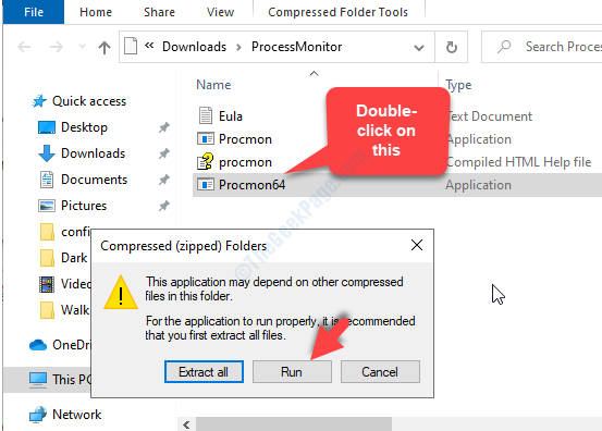 फ़ाइल एक्सप्लोरर प्रक्रिया के साथ खोलें 64 डबल क्लिक रन