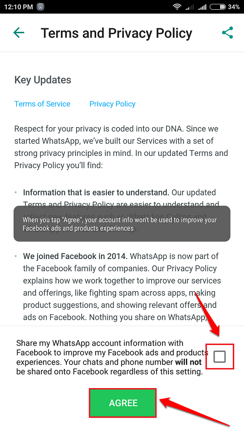 Come impedire a Whatsapp di condividere i tuoi dati con Facebook per il targeting degli annunci?