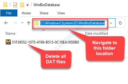 File Explorer Naviagate, et Winbiodatabase'i kausta asukoht Datfailid kustutada