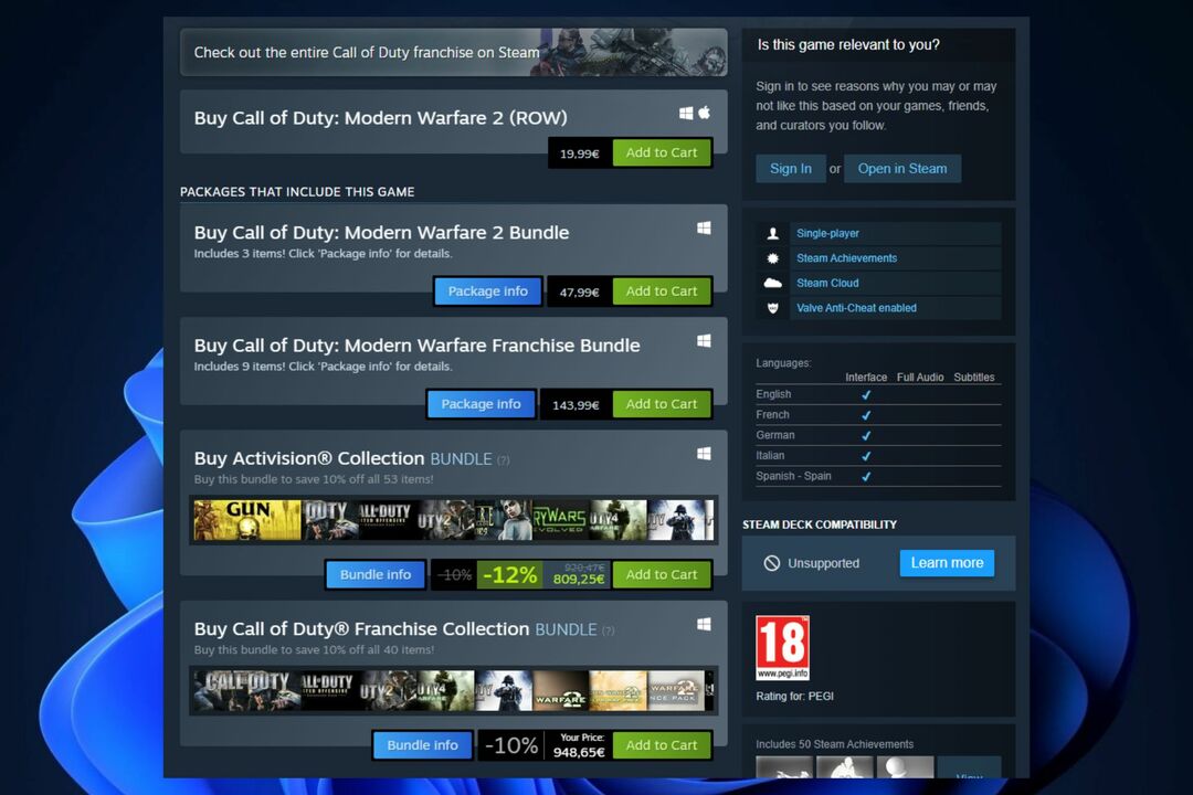 Korjaus: Call of Duty 2 ei toimi virhe Steam Deckissä